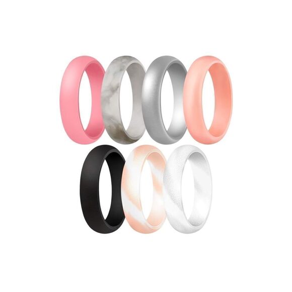 Silicone Wedding Bands Pack of 7 - Picture 1 of 5